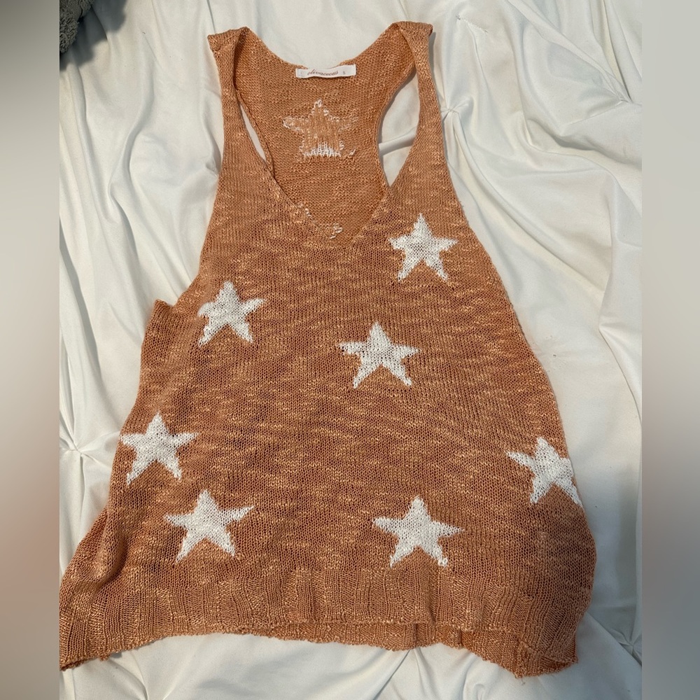 Olivaceous Pink Star Sweater Tank Small